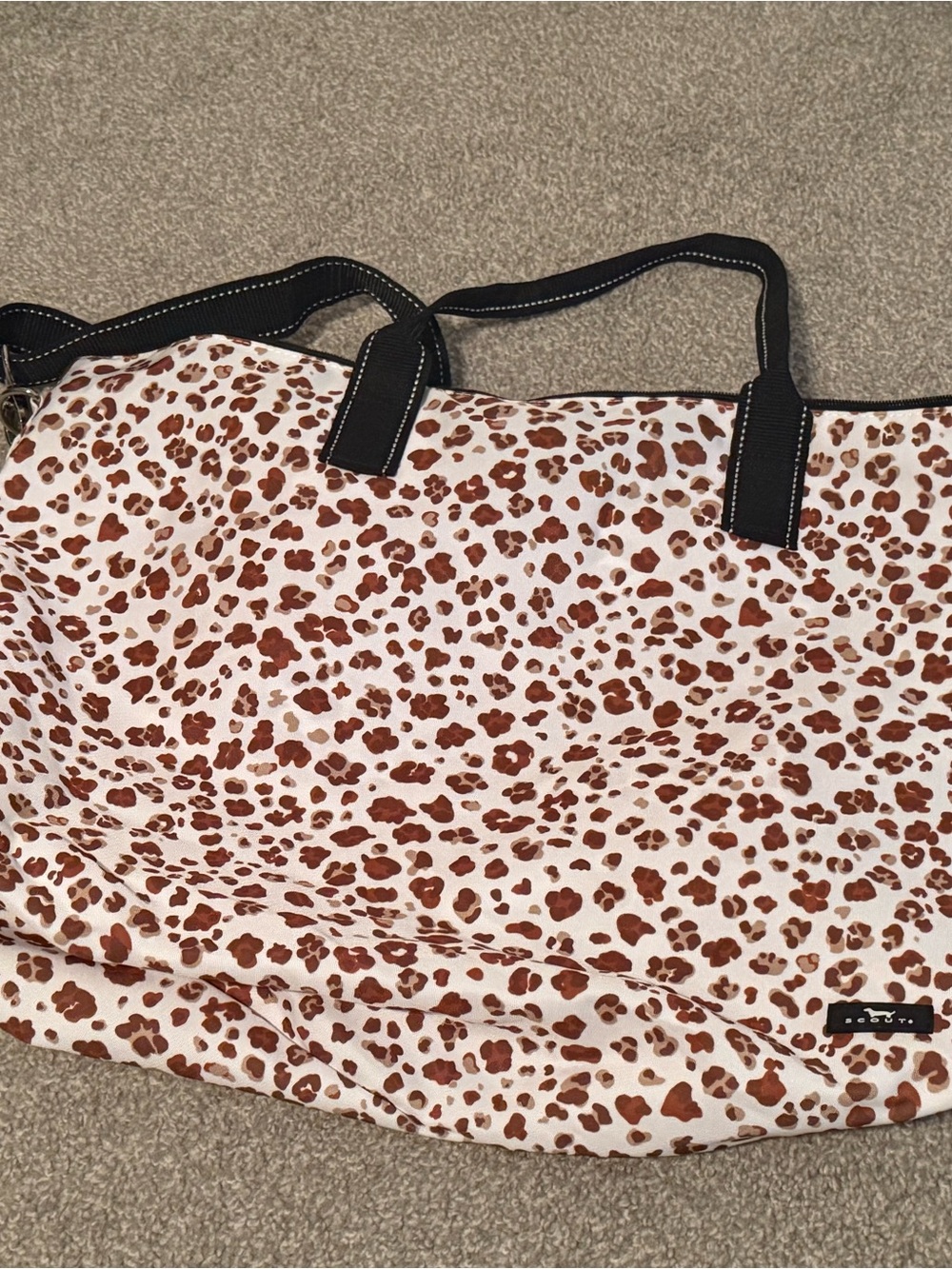 Scout Leopard Print Tote Bag with Black Handles
